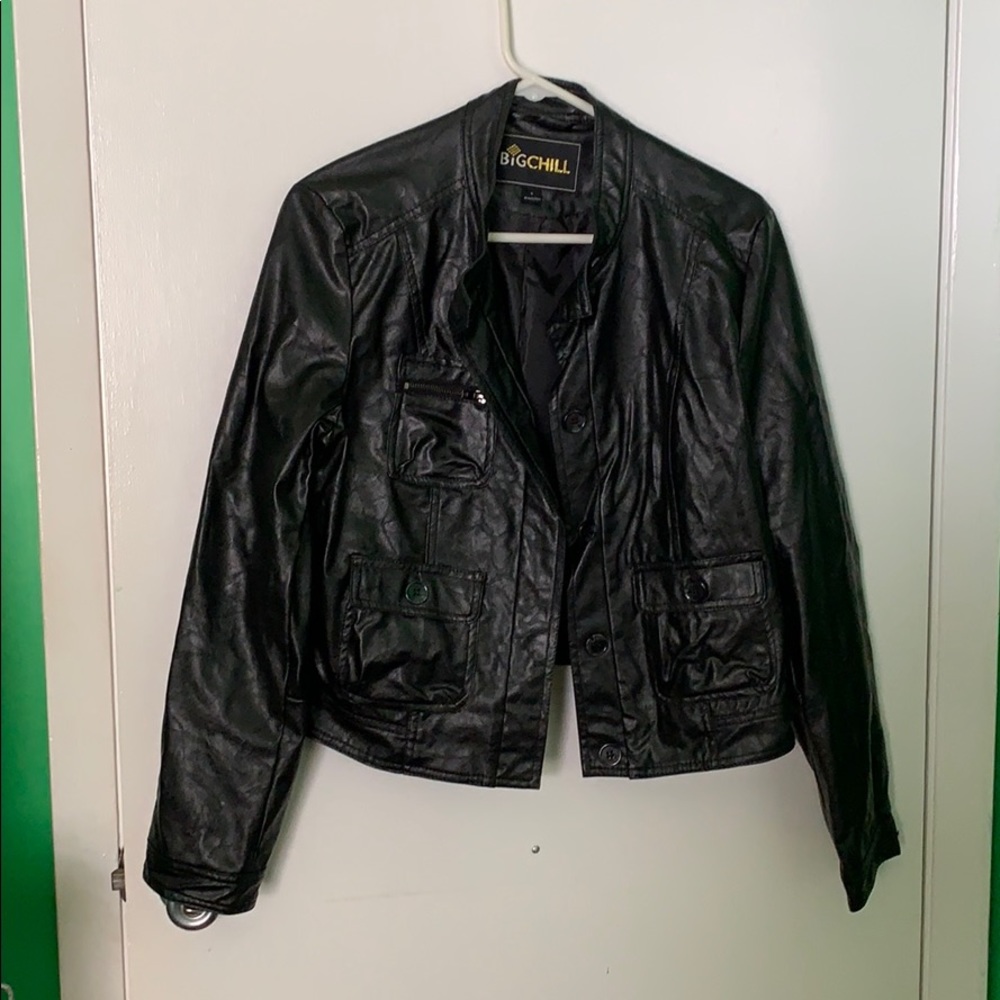 Women’s black faux leather jacket